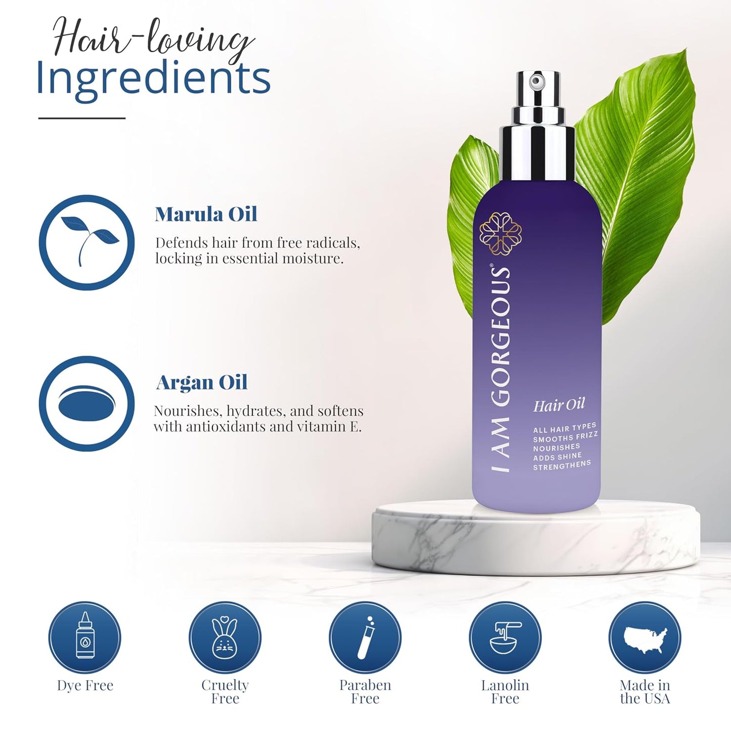 Gorgeous Hair Oil - Frizzy Hair Solution with Marula & Argan Oil | Lightweight Hydration for Curly, Damaged Hair