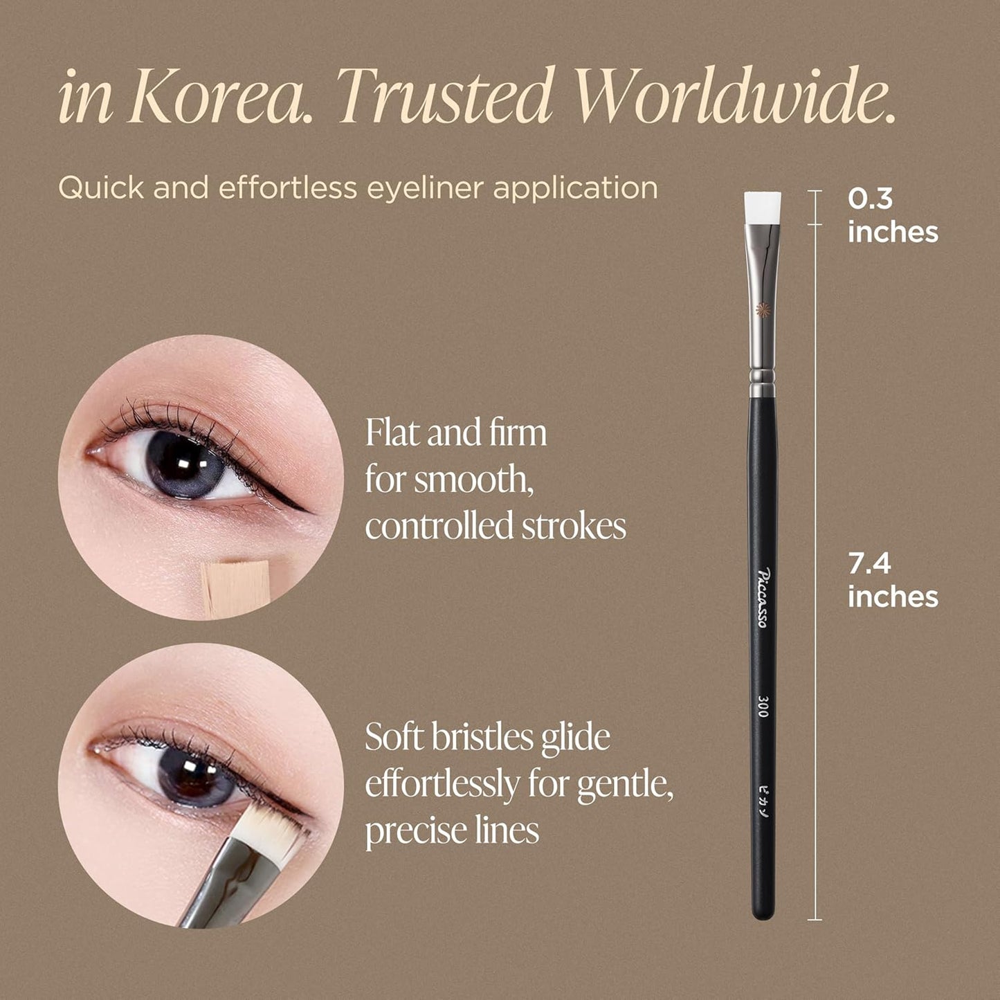 Piccasso Eyeliner and Concealer Brush - Dual-Use Angled Tool for Gel Eyeliner & Spot Concealing | Soft Precision Makeup Brush