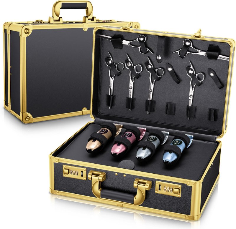 Noverlife Large Barber Carrying Case with Code Lock, 16x11x6in Hairdresser Tool Box Organizer Traveling Case, Portable Travel Barber Suitcase for Hair Stylist Pet Groomer Beauty Salon Makeup Artist
