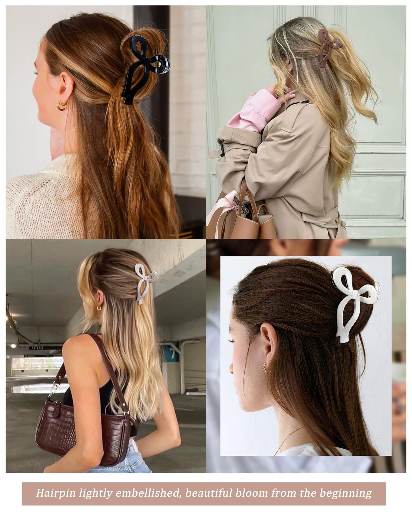 Molans 5Inch Large Hair Claw Clips 4 PCS for Women - Acrylic Hair Accessories for Thick Hair and Long Hair, Big Strong Durable Hair Applique, Oversized Non-slip Rectangle Butterfly Jaw Hair Clips