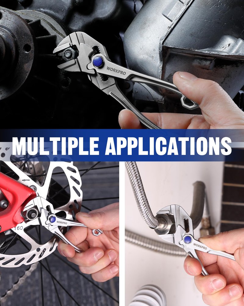 WORKPRO Mini Pliers Wrench, 4-Inch Smooth Jaw Plier, High-Toughness Alloy Steel Adjustable Wrench Pliers with Smooth Parallel Jaws, Anti-Rust Coating, EDC Plier for Tight Spaces & Versatile Use
