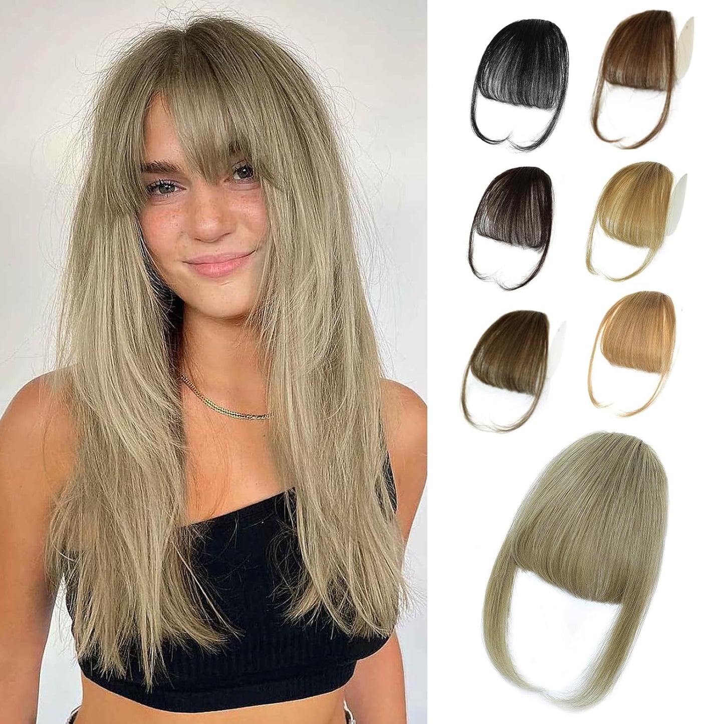 Bangs Hair Clip - 100% Real Human Hair Extensions | Natural Black Wispy Fringe for Women
