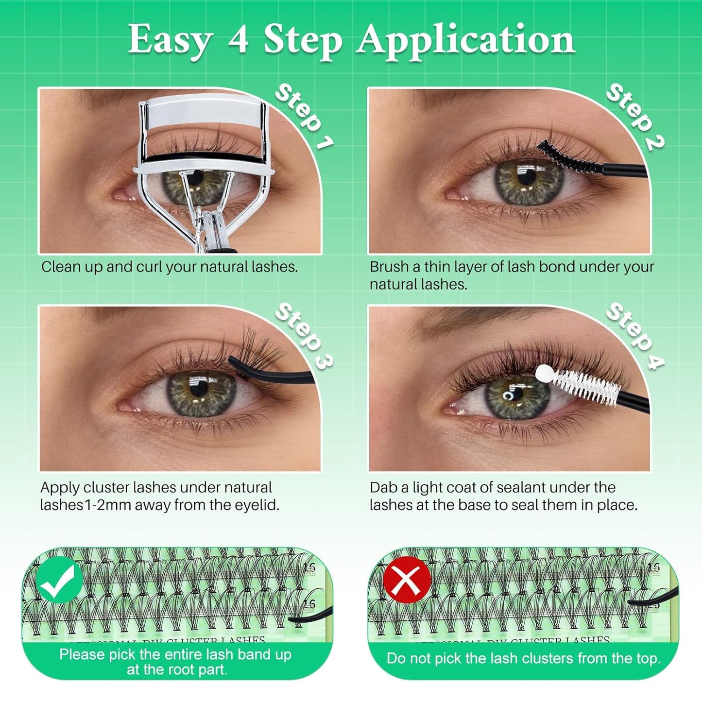 Lash Clusters Kit - Wispy DIY Eyelash Extensions with Bond & Seal | 10-16mm Sizes for Travel or Home Use