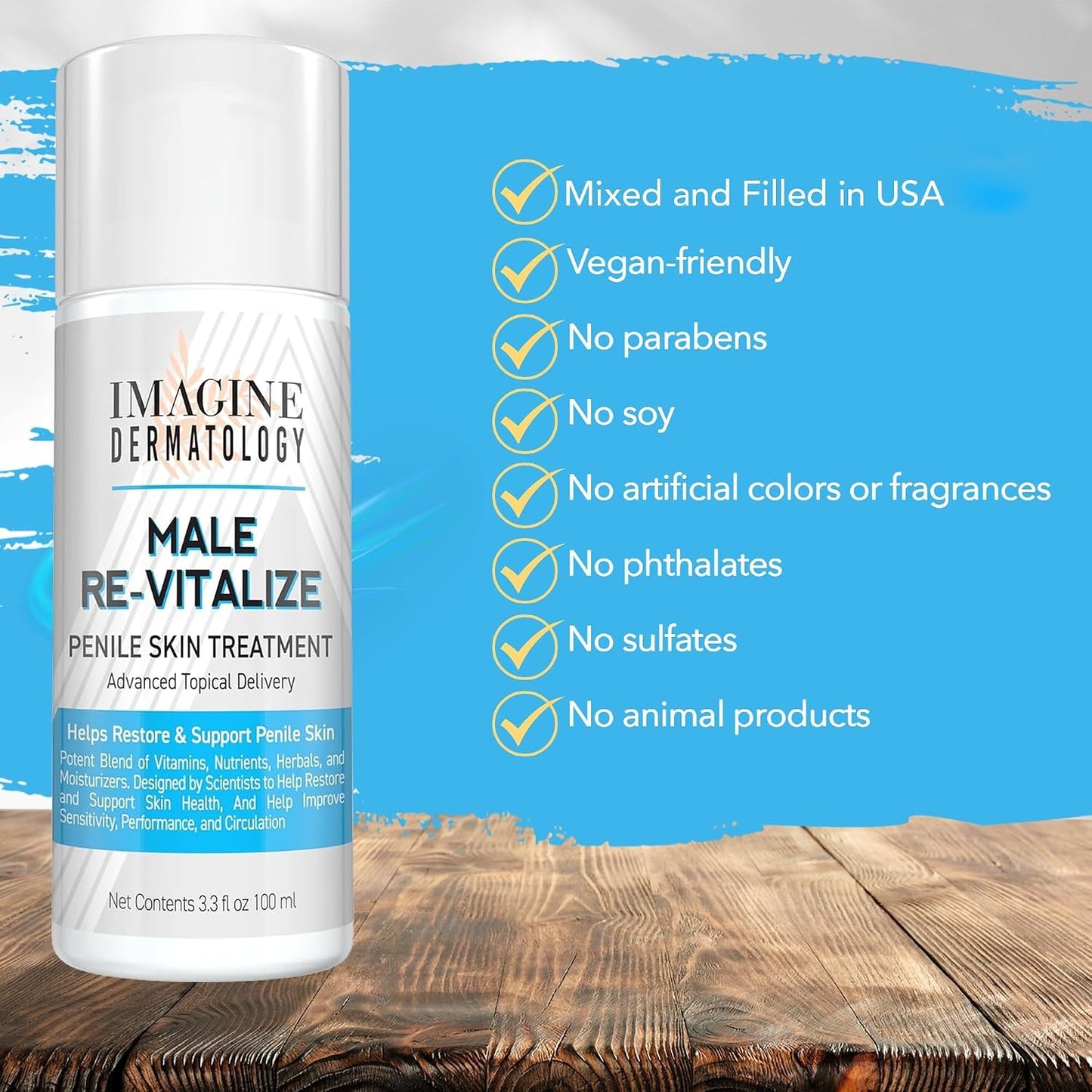 Male Re-Vitalize Penile Health Relief Cream - Soothe & Protect Irritated Skin | TSA Compliant 3.3 fl oz