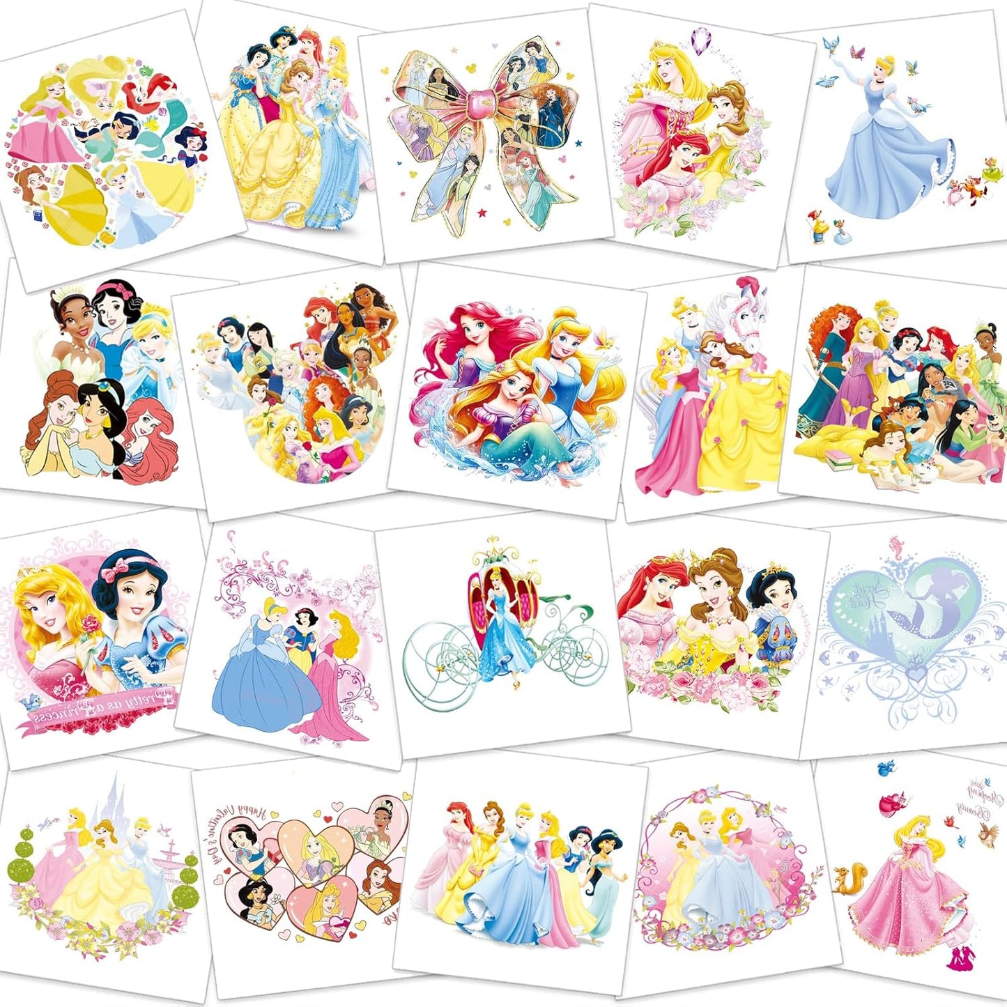 Princess Temporary Tattoos - 60 Pcs Birthday Party Supplies | Cute Cartoon Stickers for Kids