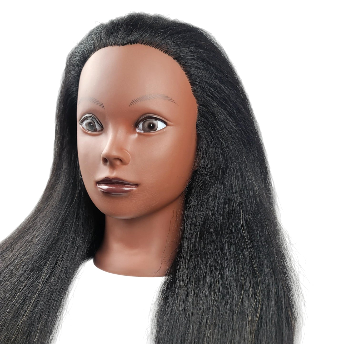Yiifiulyn African Mannequin Head with 100% Real Hair, Black Mannequin Head for Hairdresser Practice Braiding - Doll Head for Hair Styling Kids