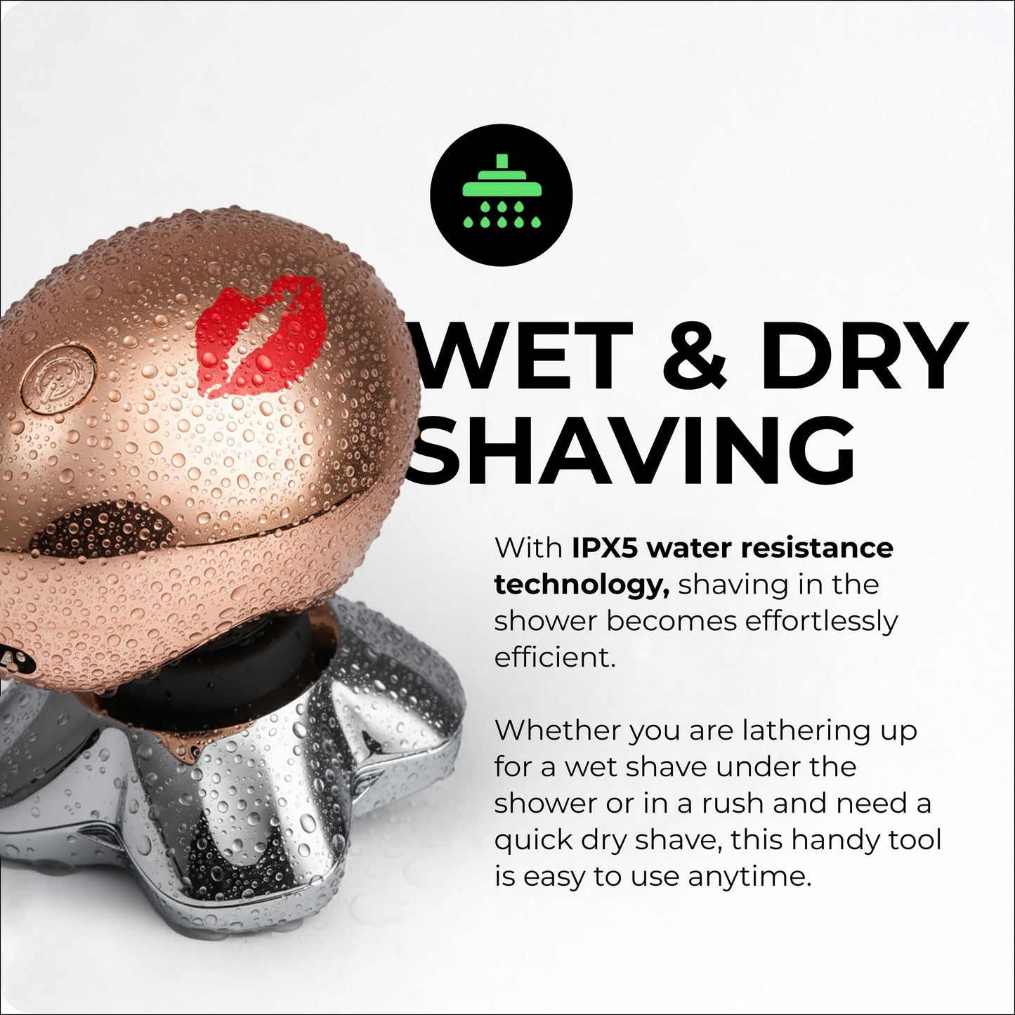 Skull Shaver Butterfly Kiss PRO - Women's Electric Shaver for Bikini Line, Legs & Body - Wet & Dry Use - Ergonomic, Hypoallergenic Blades - 60 Minutes Cordless Use - Rose Gold