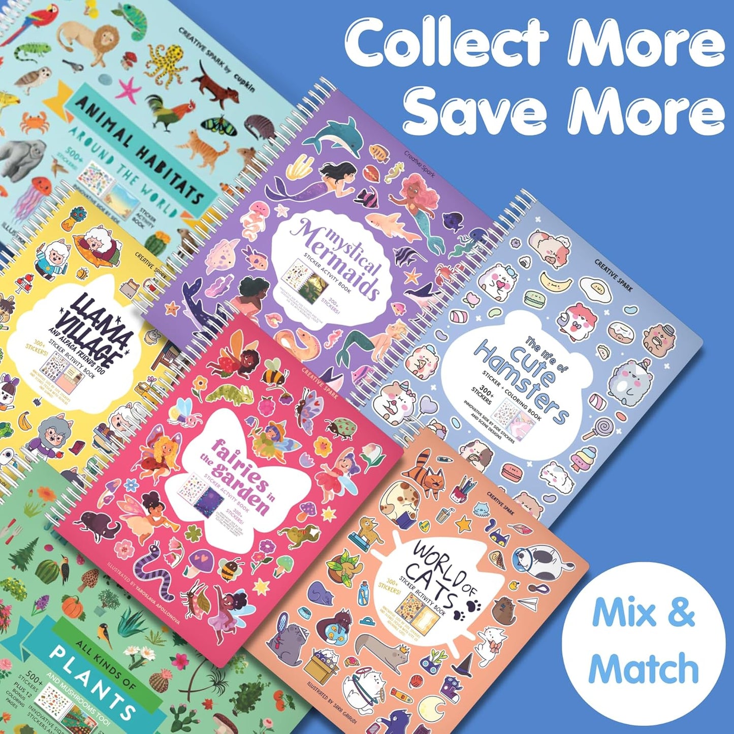 Animals Habitat Sticker Book for Kids - 500+ Stickers, 12 Coloring Pages & Scenes | Travel Activity for Ages 2-8