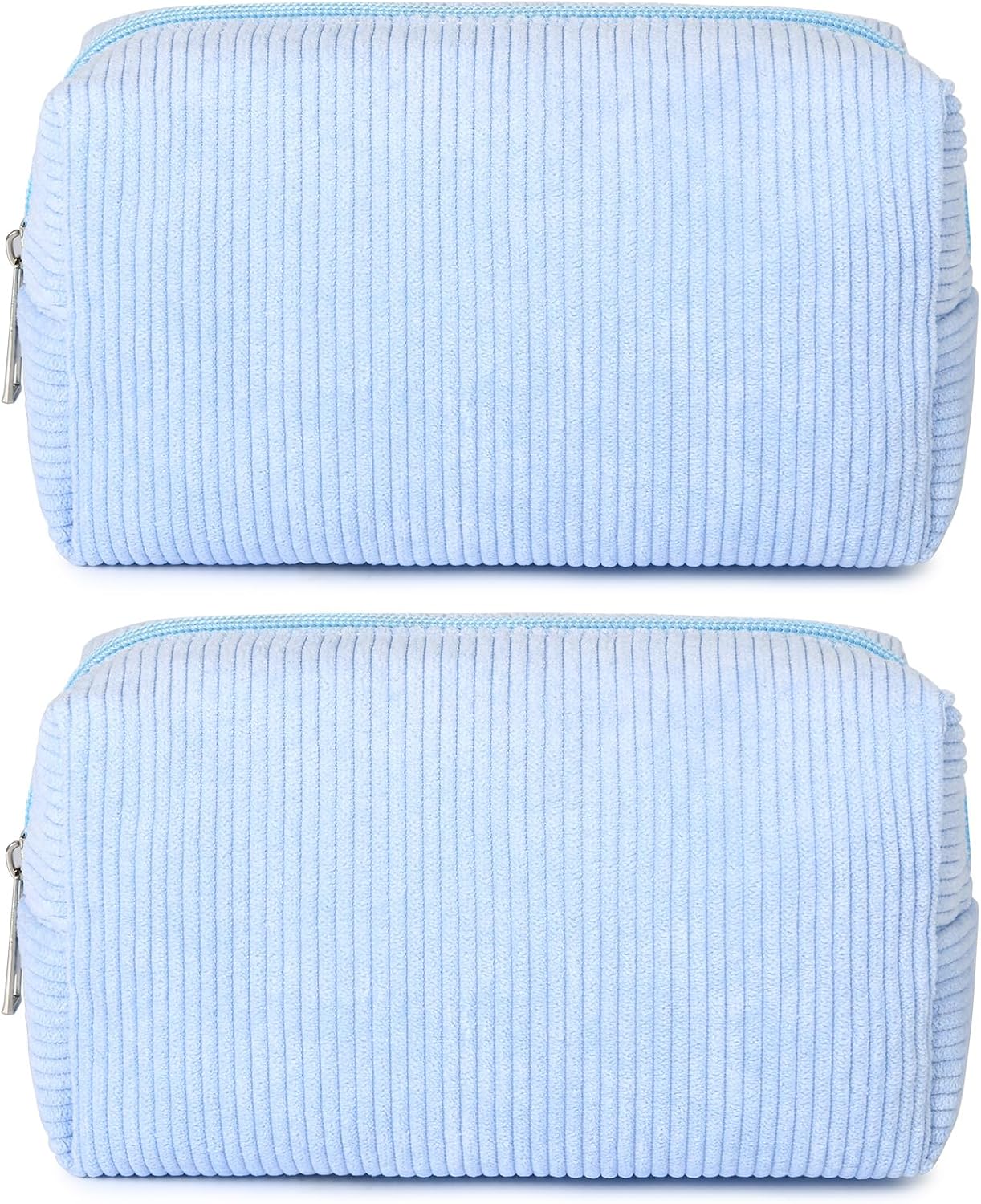 Bridesmaid Proposal Gifts - 6PCS Corduroy Blue Makeup Bags | Wedding Party Favors & Toiletry Organizers