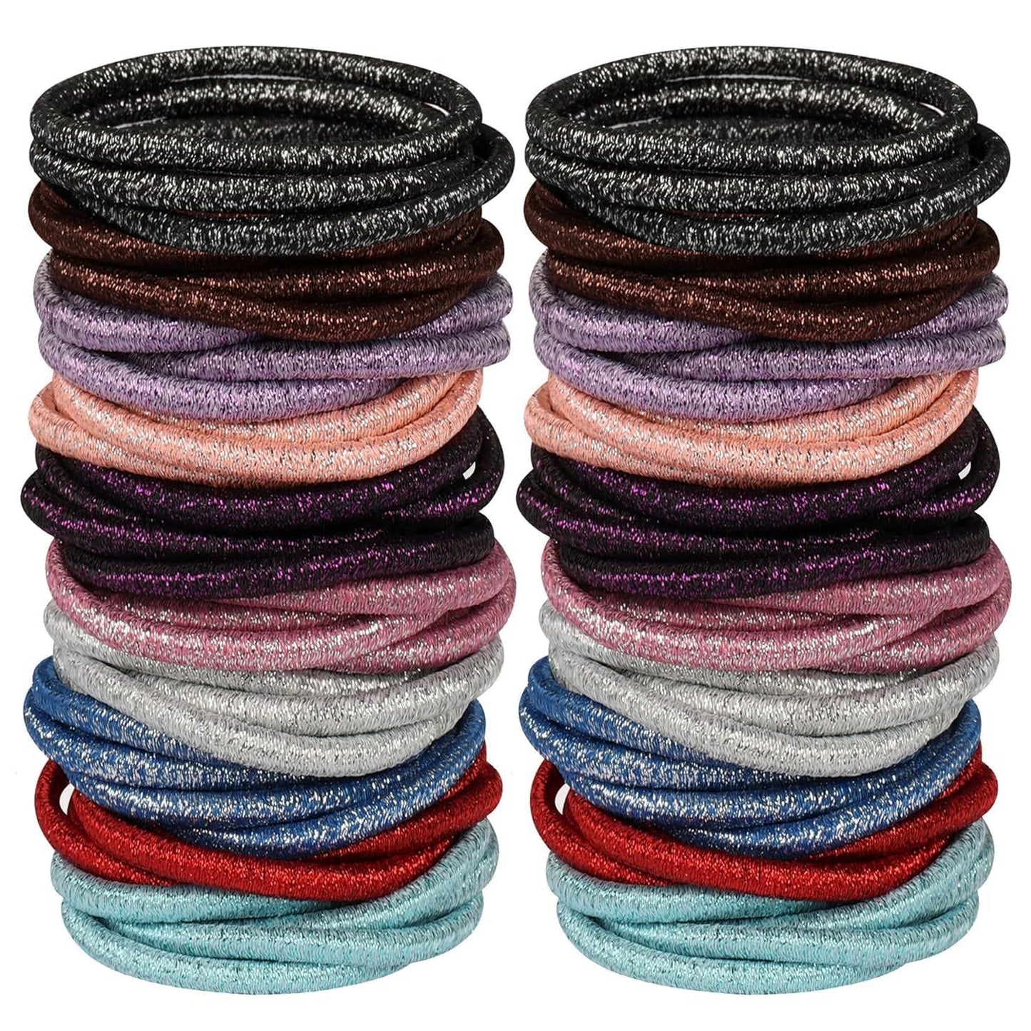 Seamless Elastic Hair Ties - 50 Multicolor Ponytail Holders | No Crease, Snag-Free Design for Travel (4mm)