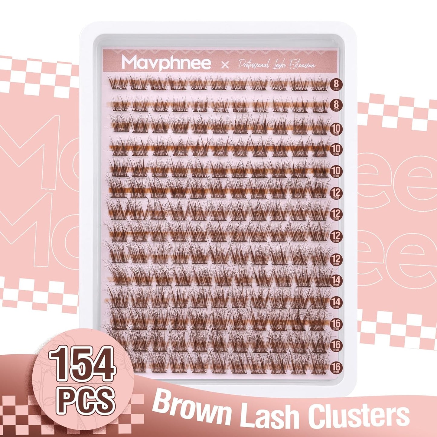 Brown Lash Clusters - Natural Wispy Eyelash Extensions | 154 Pcs C-Curly for Everyday Wear