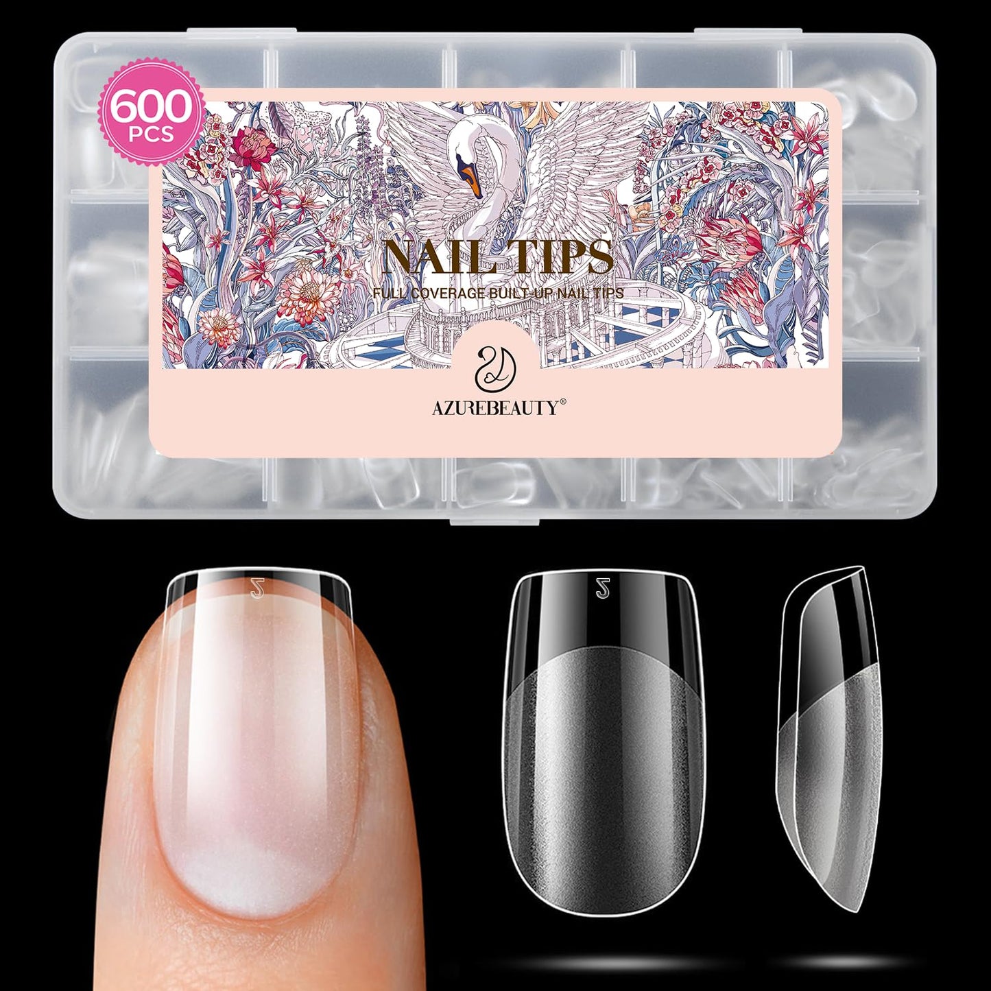 Extra Short Square Nail Tips, 600pcs Pre Etched Soft Gel Nail Tips 15Sizes Acrylic Fake Nails Half Matte Full Cover Clear Press On False Nail Extensions for DIY Manicure at Home Nail Art