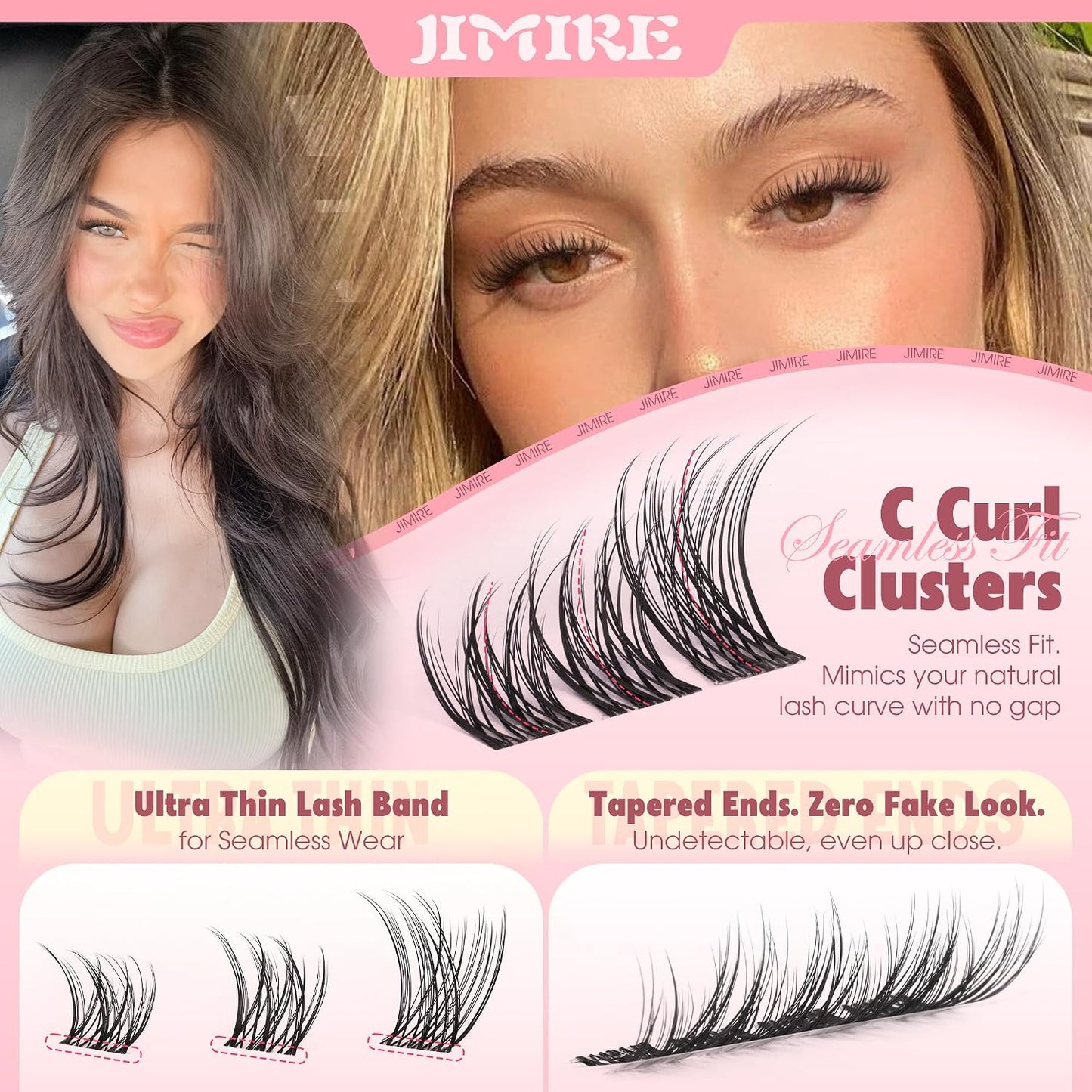 Natural Lash Clusters - Wispy 8-12MM C-Curly Eyelash Extensions | 120Pcs DIY Clear Band Lashes