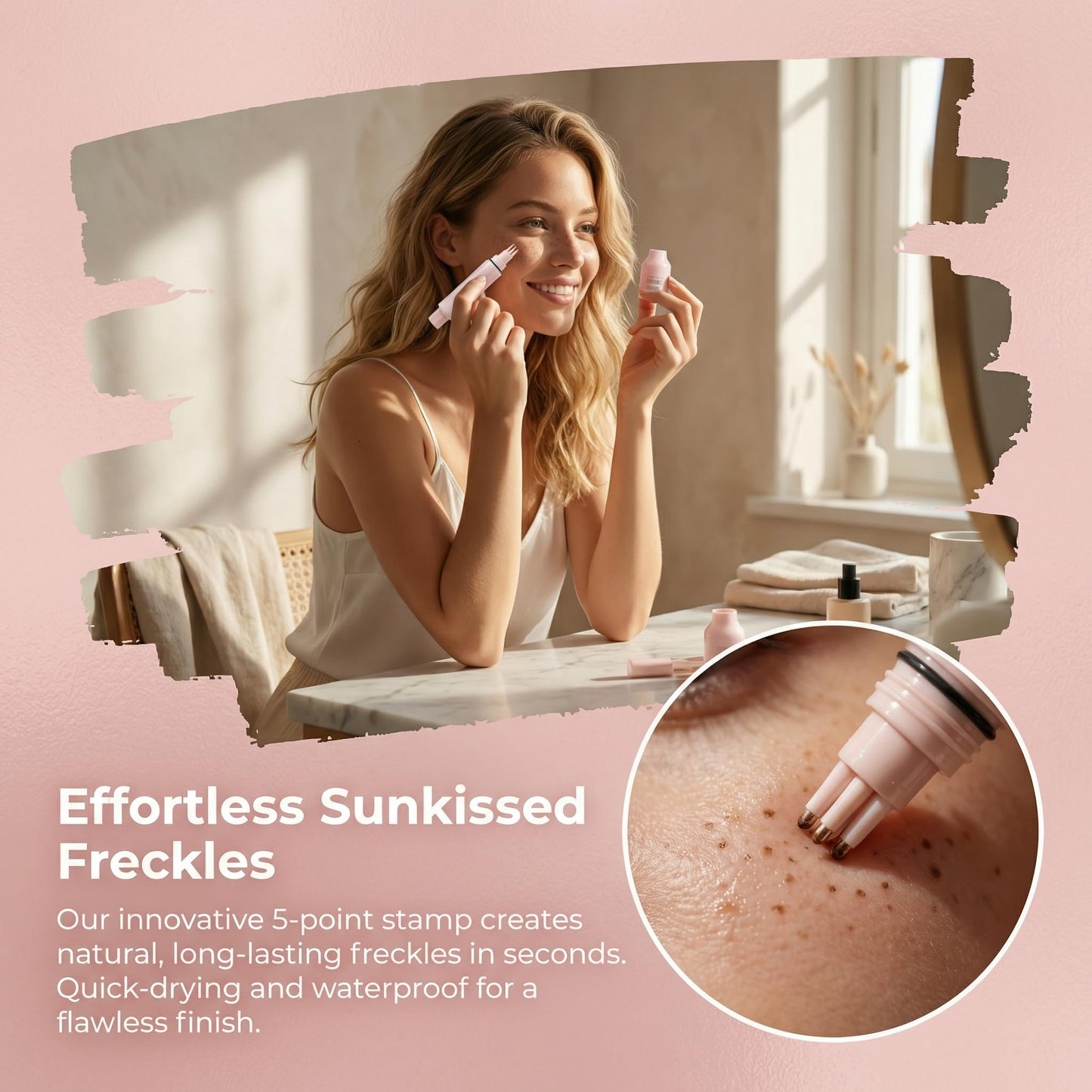 Freckle Stamp Pen,Fake Freckles Stain Marker Pencil Tool for Natural and Lifelike Sunkissed Face Freckle Makeup for Waterproof and Long-Lasting, Perfect for Travel, Vegan & Cruelty-Free