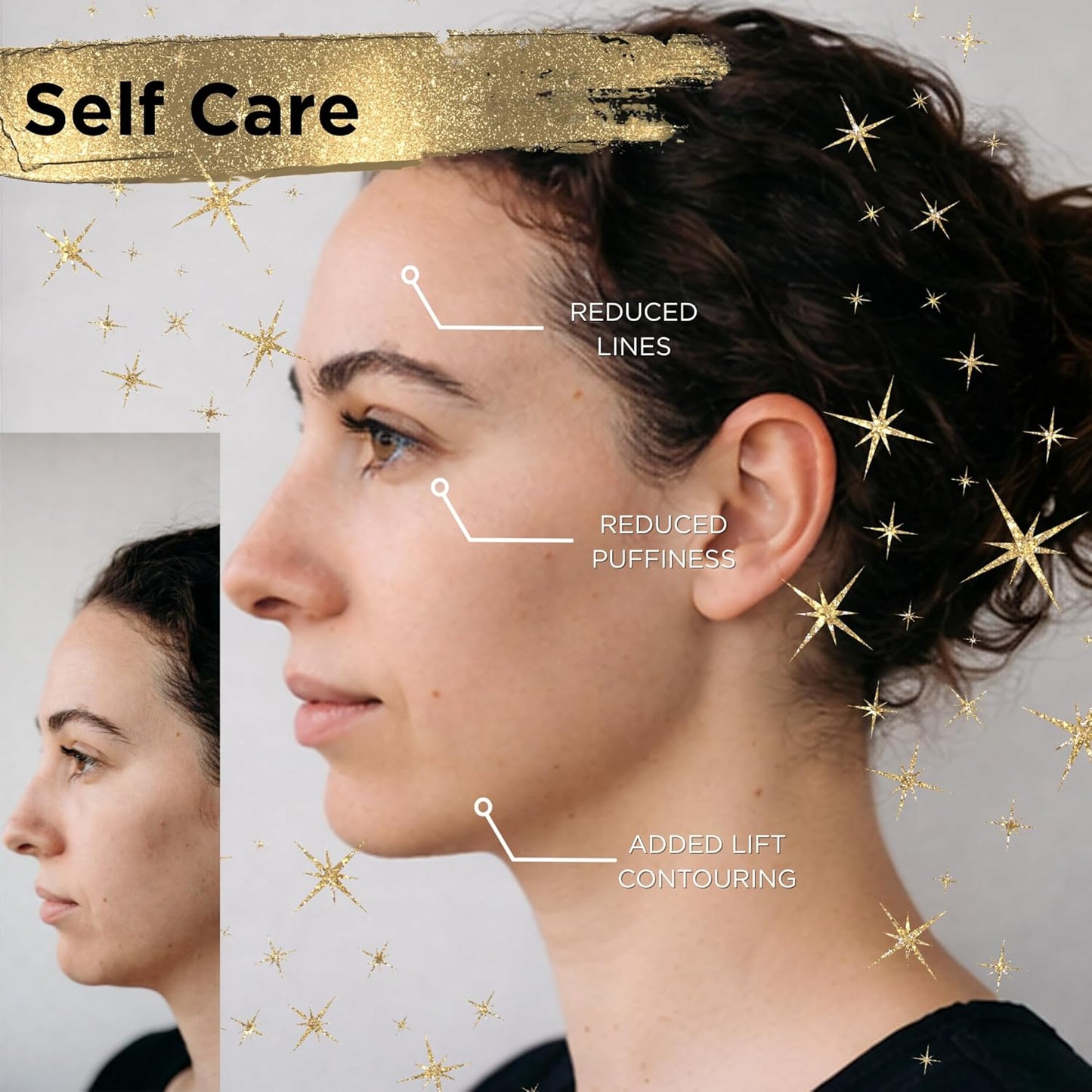 Lymphatic Contour Brush for Face - Gold Sculpting Tool with Soft Bristles | Reduces Puffiness (1 Pack)