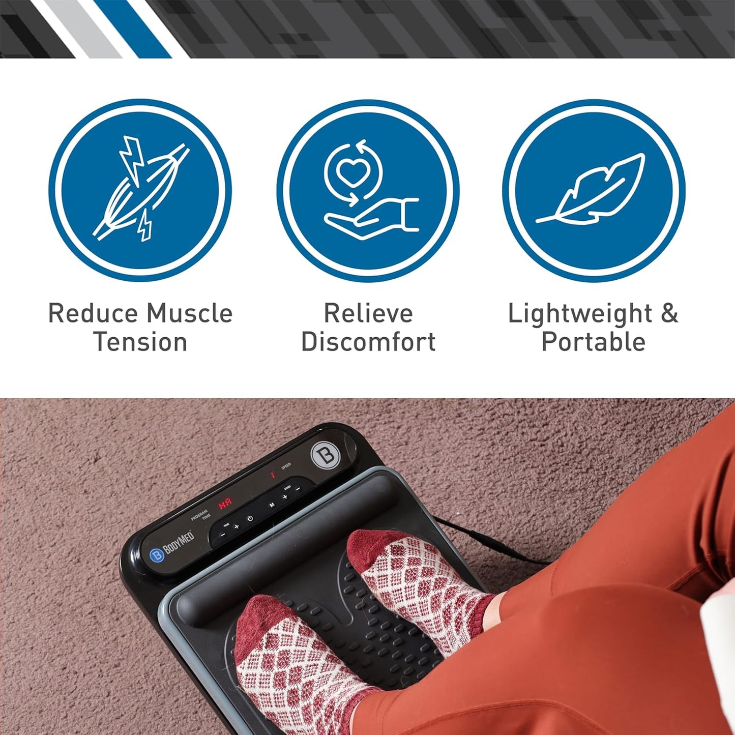 BodyMed Foot Massager - Deep Tissue Vibration Therapy for Neuropathy & Plantar Fasciitis | Remote Control, At-Home Relief