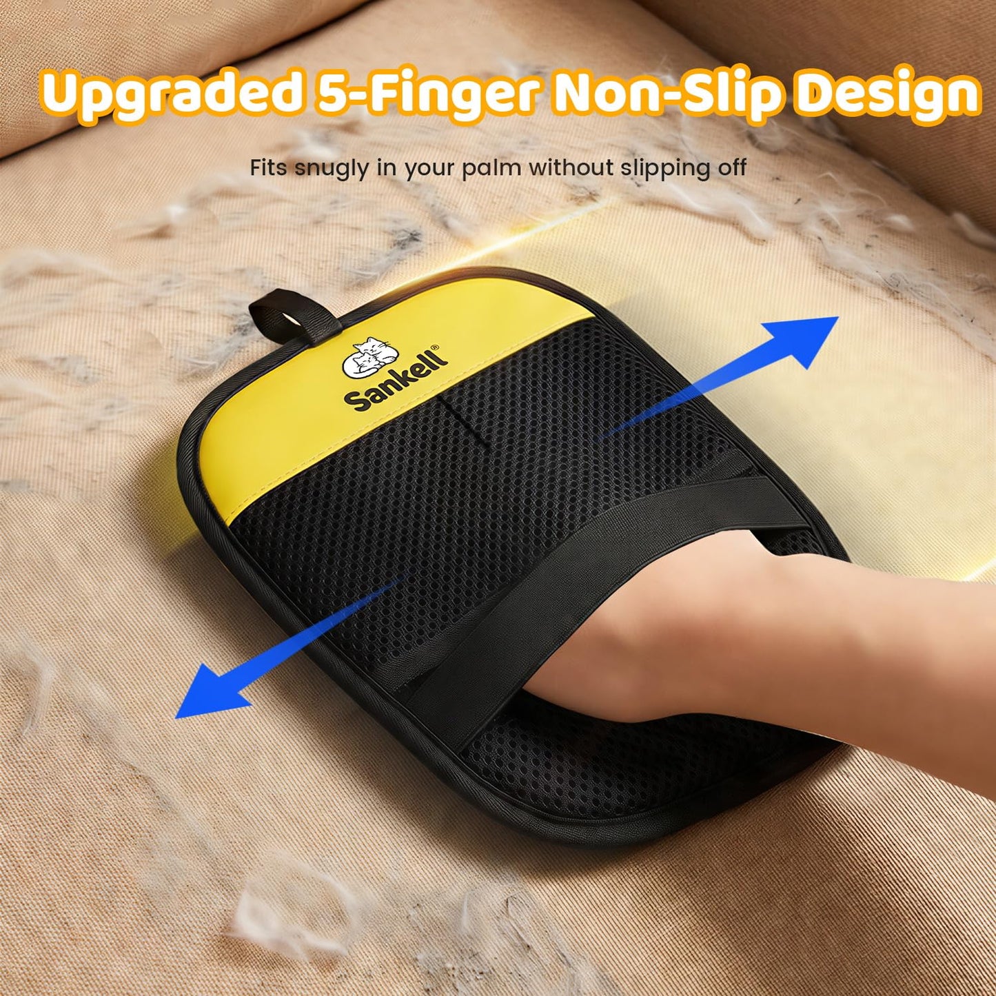 Pet Hair Removal Glove for Dogs & Cats, Sankell Upgraded Reusable Electrostatic Pet Hair Remover Glove, Magic Brush Mitt Tool for Couch, Furniture, Bed, Clothing, Carpet, Car Seat