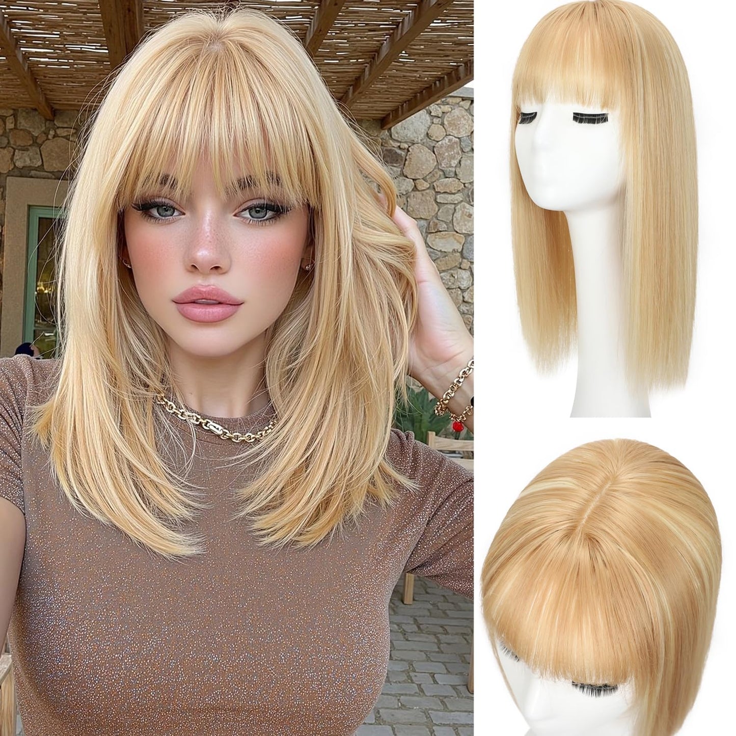 Sakuraaa Hair Toppers for Women with Thinning Hair 14inch Toppers With 6.5 ×6.5" Large Base Long Straight Layered Premium Synthetic Hair Pieces