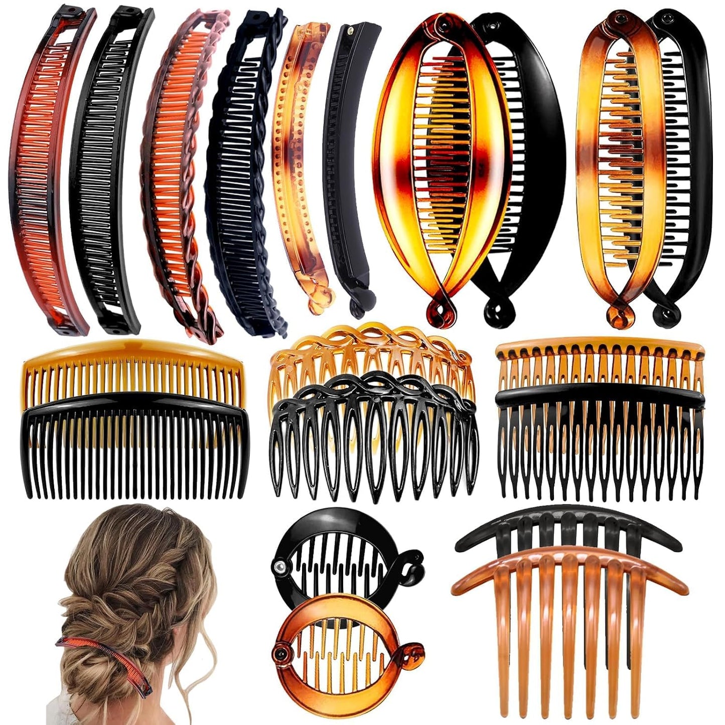 20 PCS Banana Hair Clips - Classic Plastic Ponytail Accessories for Women & Girls