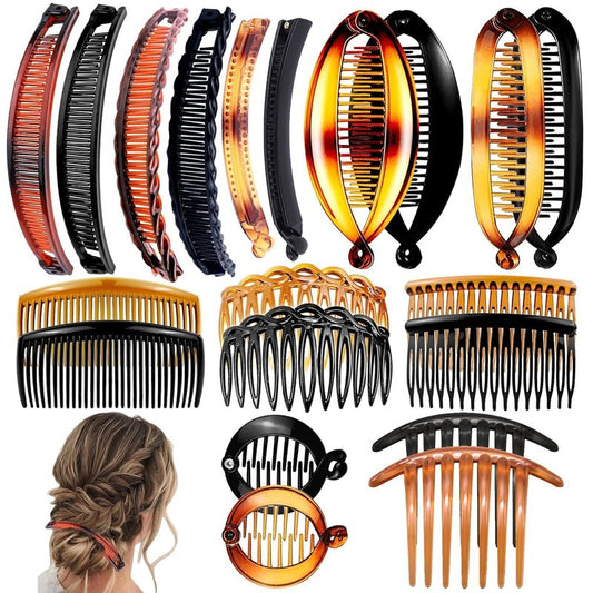 20 PCS Banana Hair Clips - Classic Plastic Ponytail Accessories for Women & Girls