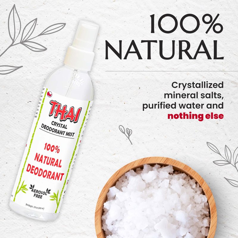 2-PACK Thai Crystal Deodorant Mist Spray (8 oz) – Whole Body Mineral Salt Deodorizer for Men, Women & Athletes – Unscented, Travel & Gym-Friendly