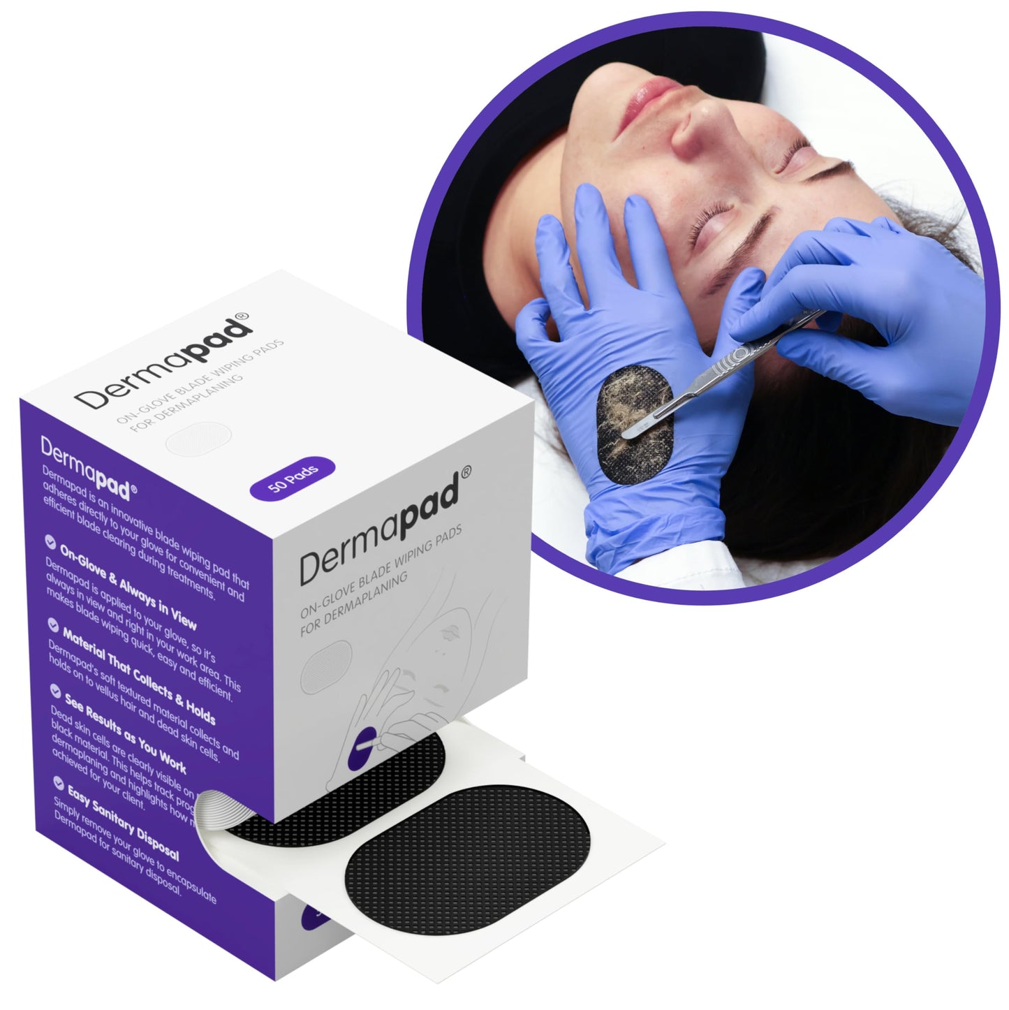 DermaPad for Dermaplaning, Premium Dermaplane Blade Wiping Pad, Esthetician Supplies