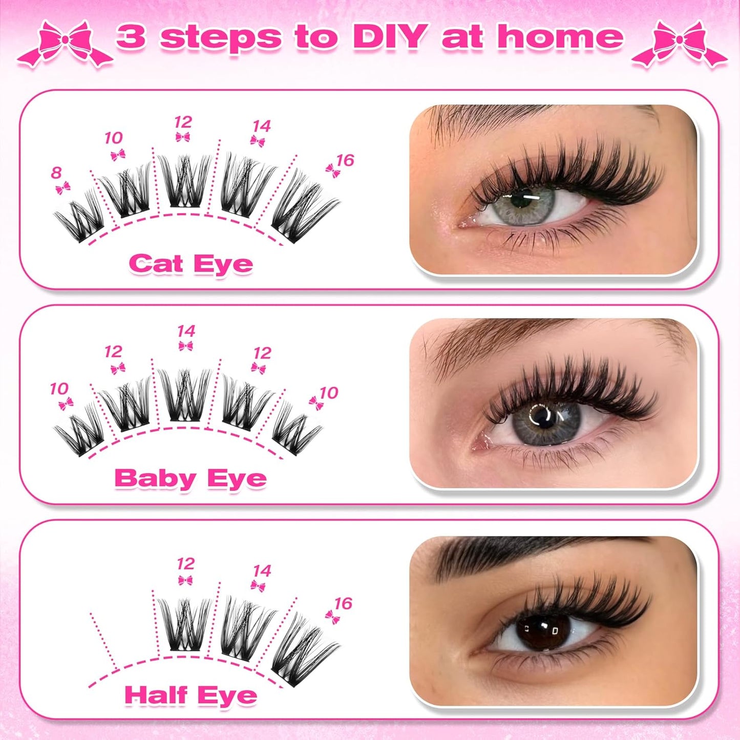 Flora Lash Clusters - Wispy D Curly Eyelash Extensions | Spiky Cat Eye Individual Lashes (8-16MM)