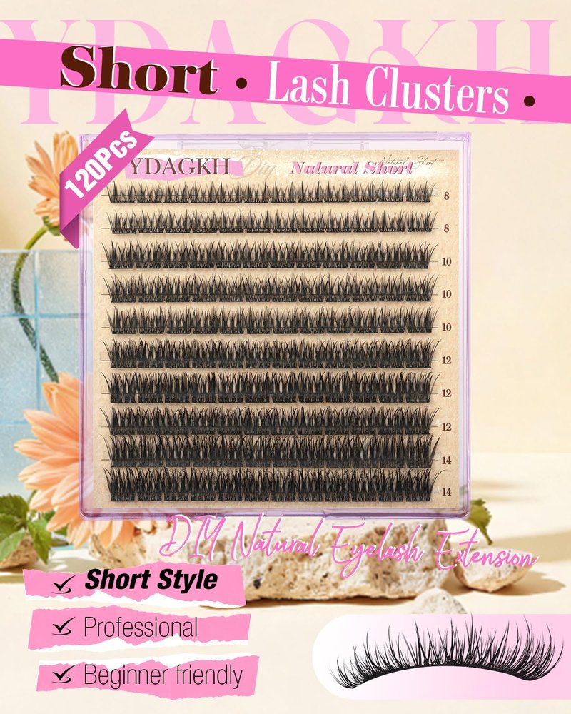 Natural Cluster Eyelashes - Short Lash Clusters 8-14mm | Ultra-Thin Band, DIY Silk Mink Extensions
