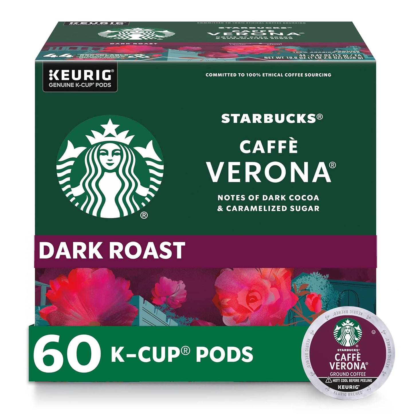 Starbucks K-Cup Coffee Pods - Dark Roast French Roast for Hot or Iced Coffee | 96 Count