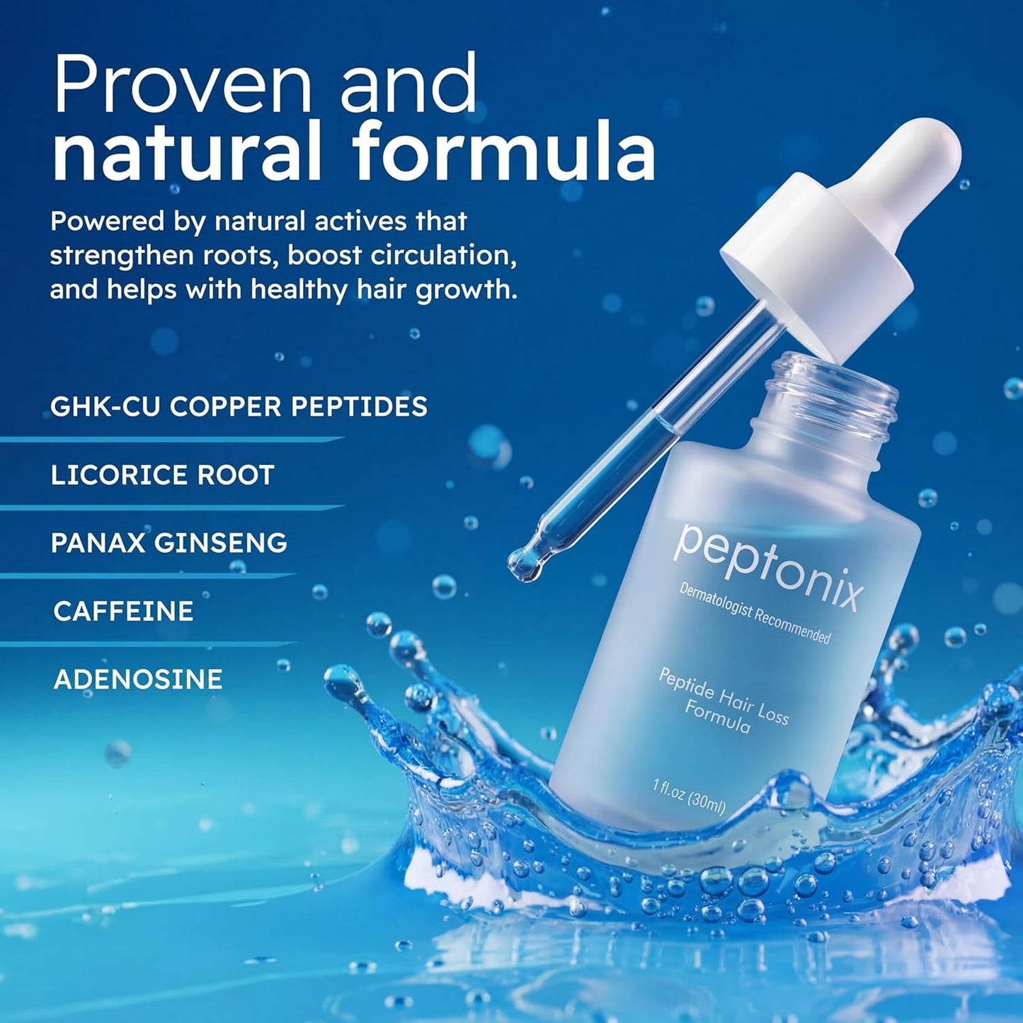 Copper Peptide Hair Growth Serum - Boost Hair Thickness with Ginseng, Licorice & Biotin | For Thinning Hair