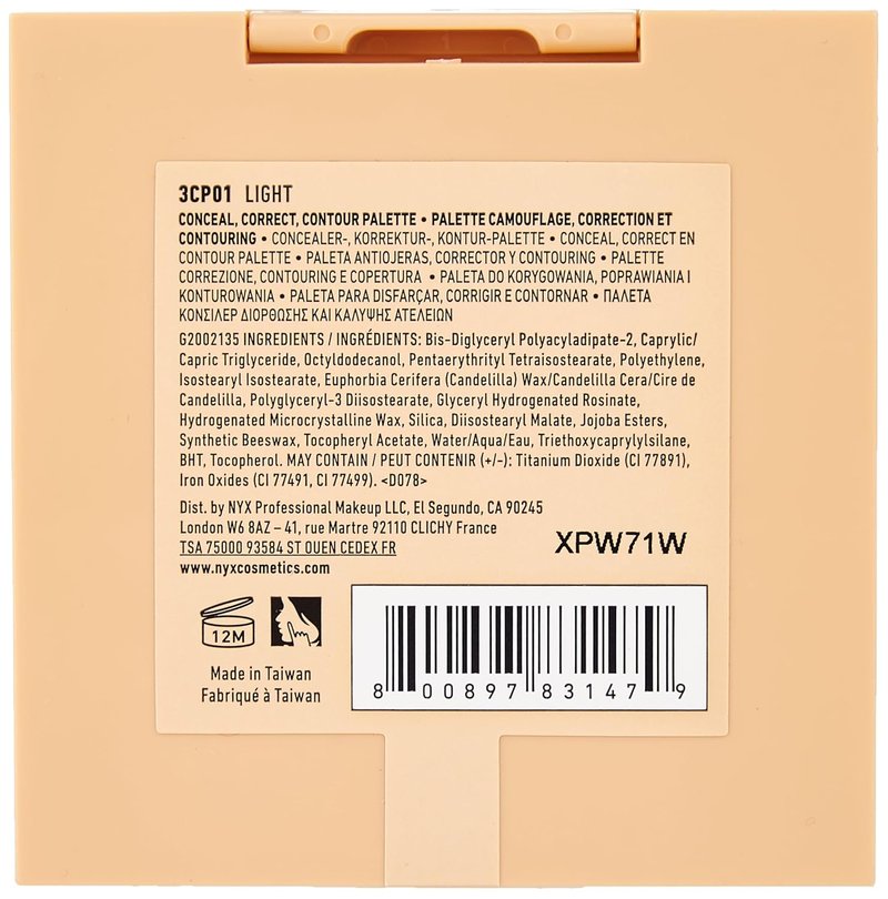 NYX Conceal Correct Contour Palette - Light Tones for Flawless Makeup Finish