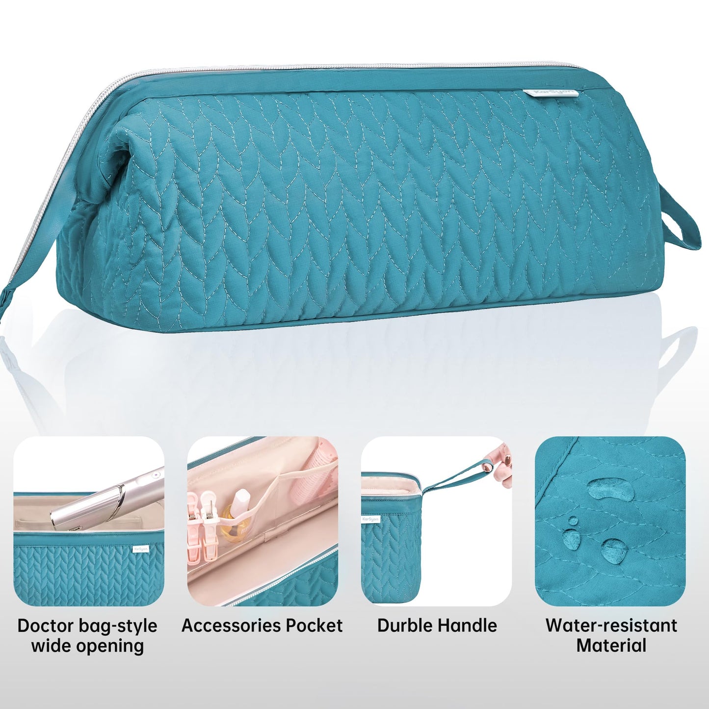 KarSyon Shark Flex Style Case for Dyson Airwrap Hair Dryer Brush Revlon Hair Tools Travel Bag Carrying Case Flat Curling Iron Organizer (Teal Blue)