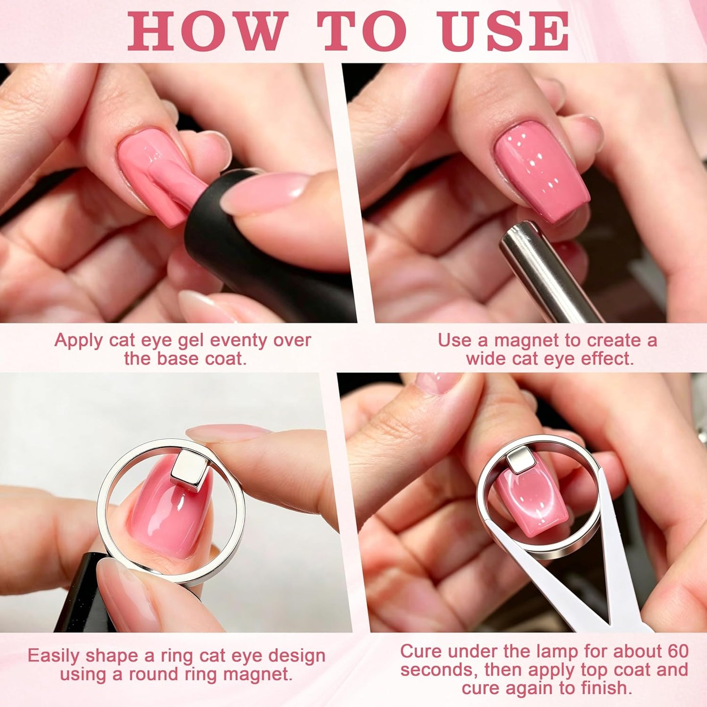 Cat Eye Nail Magnet Tool Set - Ring-Shaped & French Y Design | Portable for DIY Nail Art (2 Pieces)