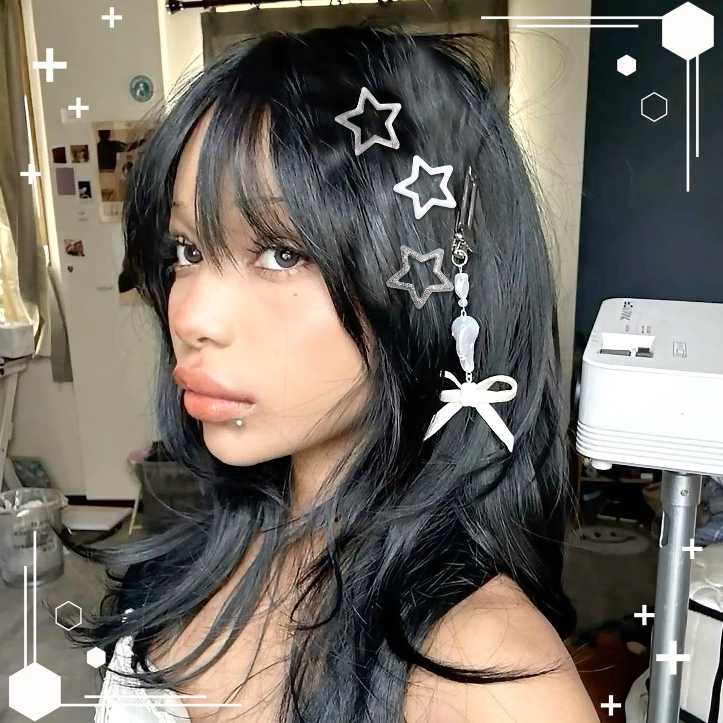 NAISKA 24Pcs Silver Star Sequins Hair Barrettes for Women Y2k Non Slip Hair Clips Star Clips for Hair Cute Small Metal Snap Hair Barrettes for Girls Thick Thin Hair