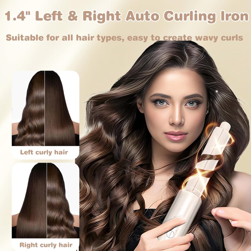 8 in 1 Hair Dryer Brush and Blow Dryer, Hot Hair Styler with 110,000 RPM High-Speed Negative Ion, Automatic Curling Iron, Thermal Hair Brush for Fast Drying Straightening Curling Voluming (Champagne)