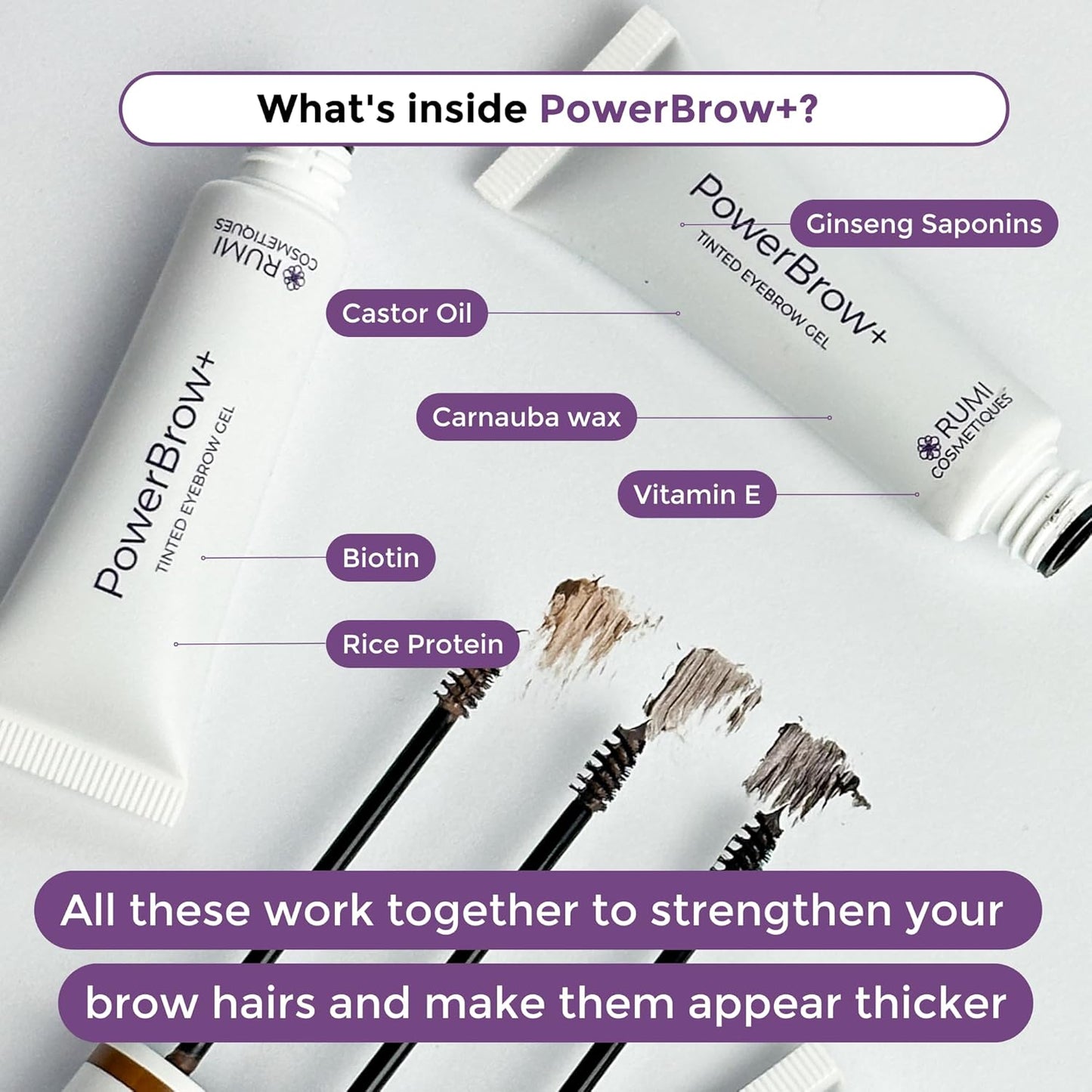 PowerBrow+ Tinted Eyebrow Gel for Mature Women - Defines & Thickens Brows | Natural Dark Brown (Espresso)