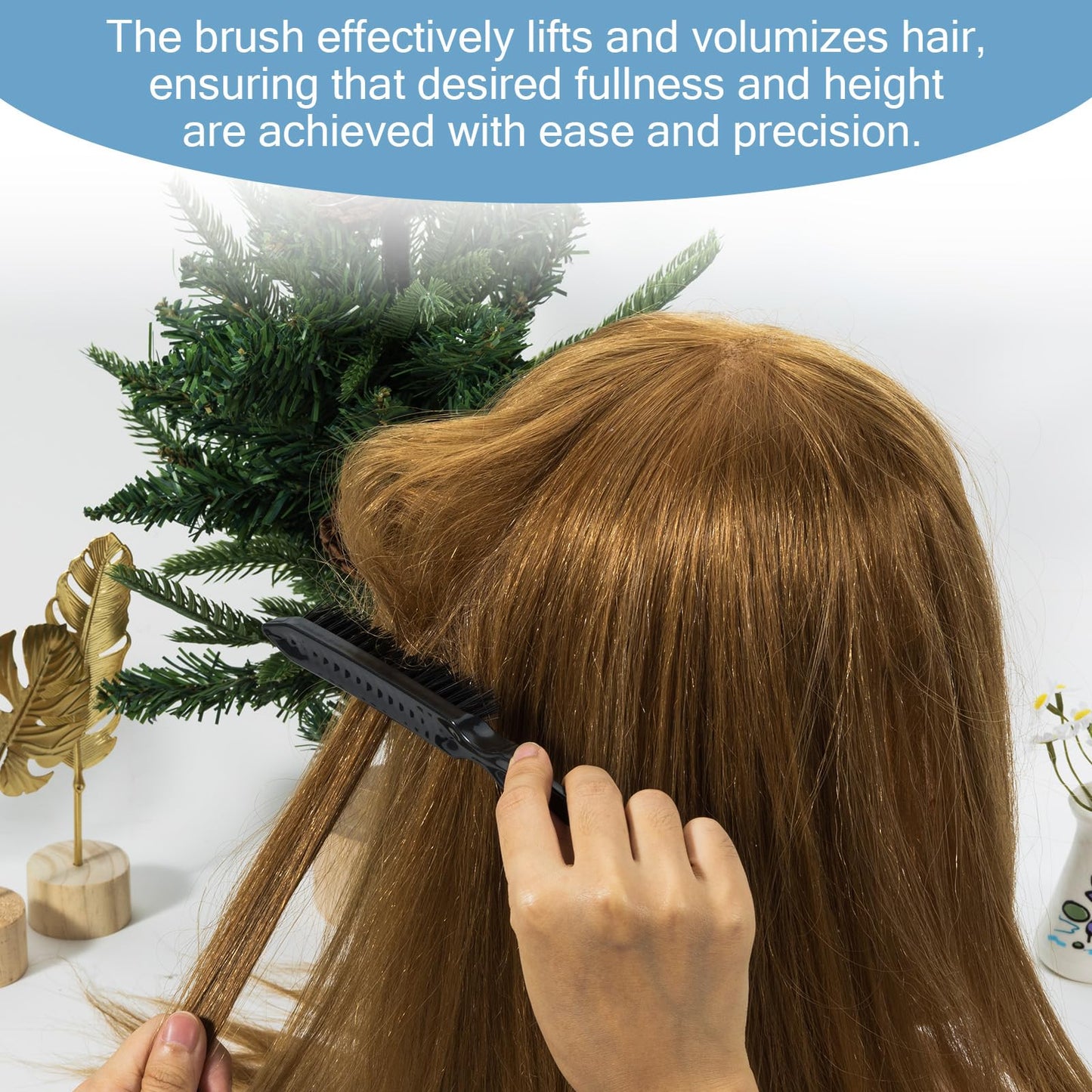 SIMPOR Teasing Hair Brush, Slick Back Hair Brush, Nylon Bristles Salon Styling Edge for Back Combing Lifting Create Volume Parting Stick for Women Men