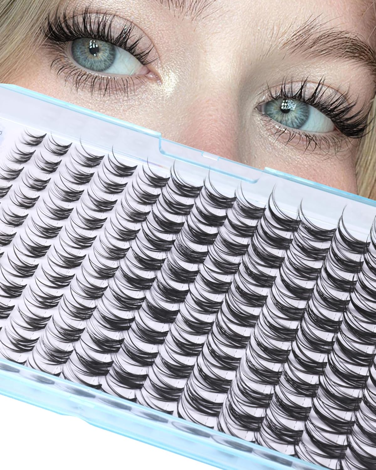 Natural Lash Clusters - Wispy Eyelash Extensions 240 Pcs | Short 8-10-12mm Individual Lashes for Beginners, Glasses Friendly