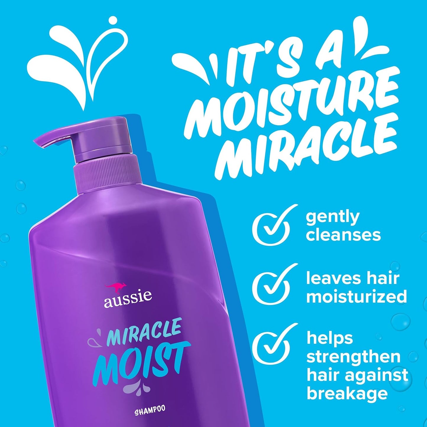 Aussie Miracle Moist Shampoo - Hydrating Cleansing Treatment with Avocado & Jojoba Oil | 26.2 Fl Oz