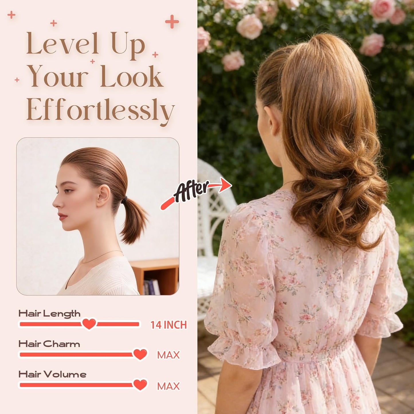 Curly Ponytail Extension Clip - 14 Inch Clip-On Hair Extension | Chocolate Brown