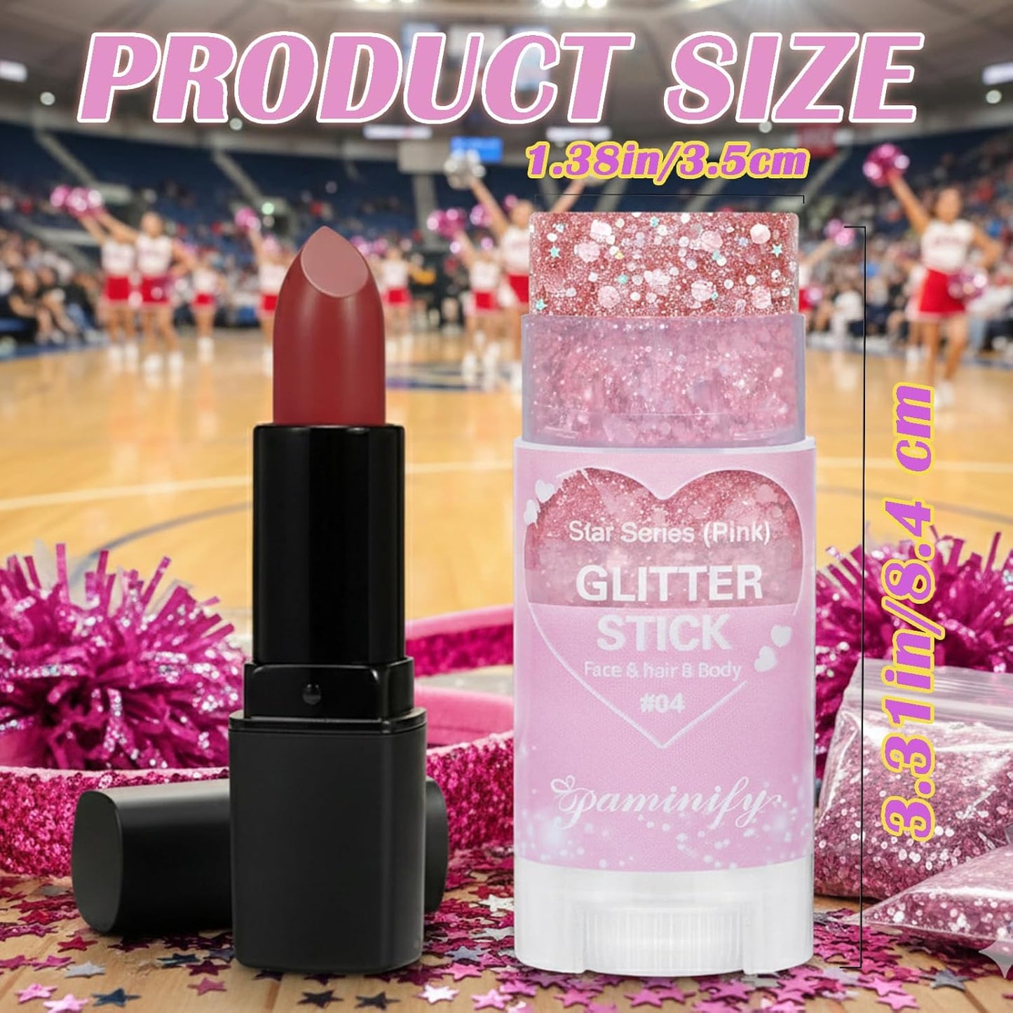 Pink Hair Glitter Stick - Waterproof Body & Face Glitter for Concerts | Shimmer Holographic Paint for Halloween & Spirit Week