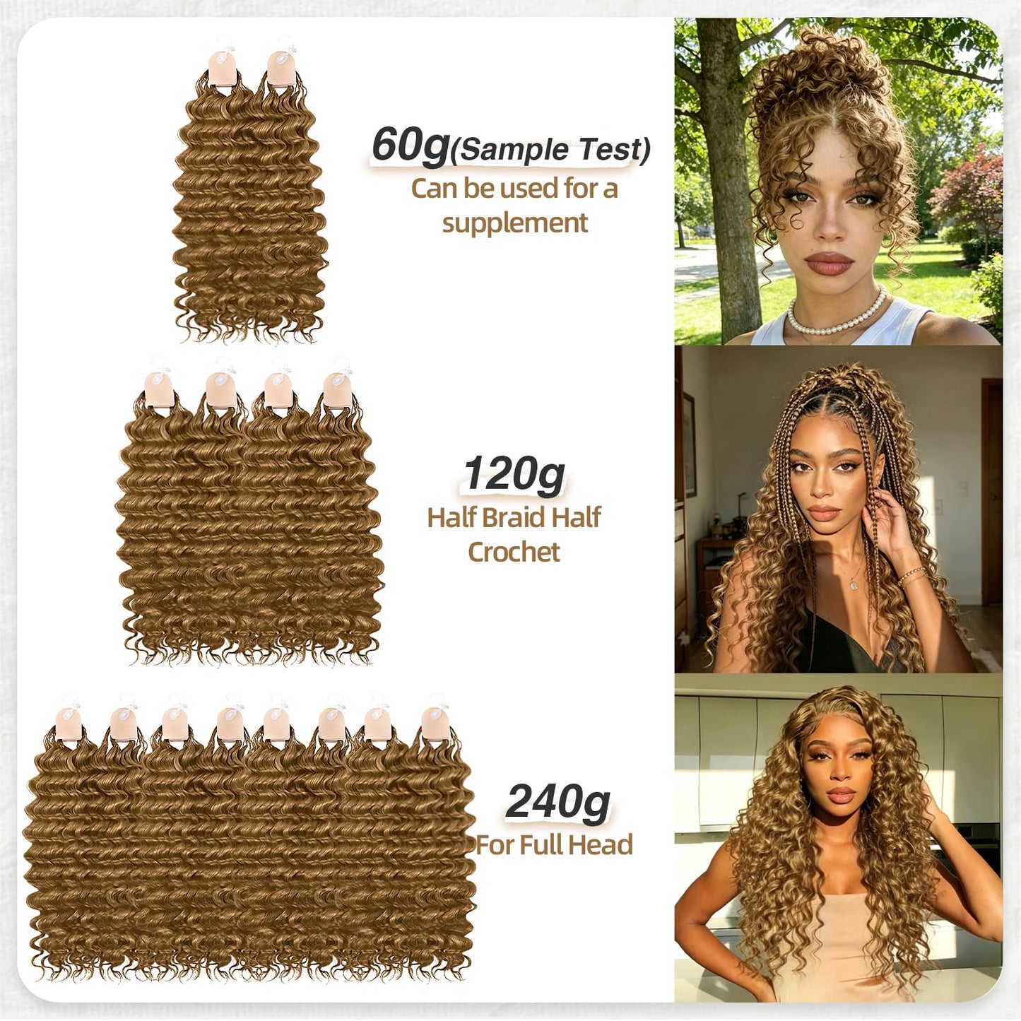 Human Crochet Hair for Black Women 20inch 60g Pre Separated 50 Strands Deep Wave Feather Crochet Human Hair Easy Install Hook Design,27# Invisible Miracle Knots Honey Blonde Boho Crochet Hair