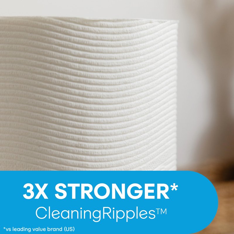 Cottonelle Ultra Clean Toilet Paper with Active CleaningRipples Texture, Strong Bath Tissue, 1-Ply, White, 24 Family Mega Rolls = 132 Regular (4 Packs of 6)