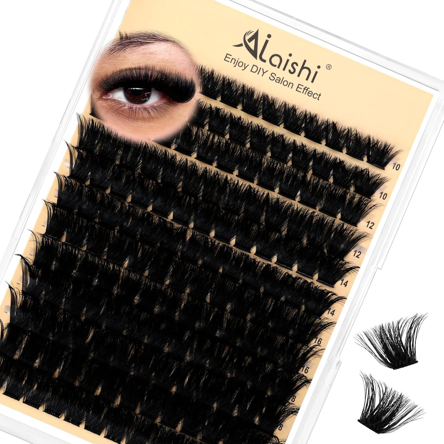 DIY Cluster Eyelash Extensions Kit - 224pcs Fluffy D Curl Lashes | 9-16mm, Bond & Seal, Tweezers Included