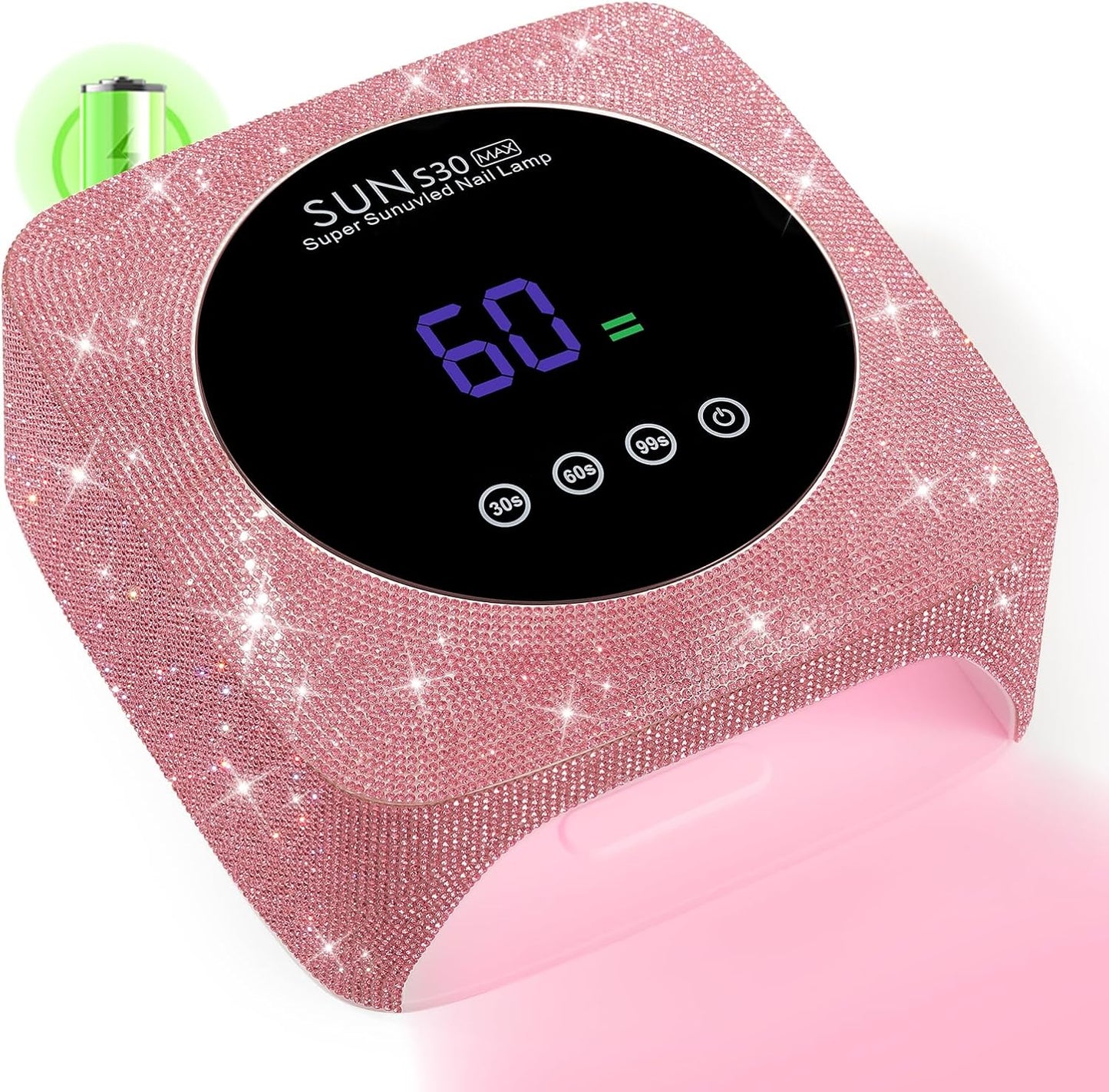 Cordless UV LED Nail Lamp - 96W Rechargeable Gel Nail Dryer with 3 Timer Settings | Pink Diamond Design