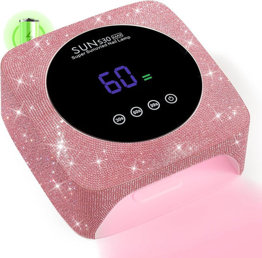Cordless UV LED Nail Lamp - 96W Rechargeable Gel Nail Dryer with 3 Timer Settings | Pink Diamond Design
