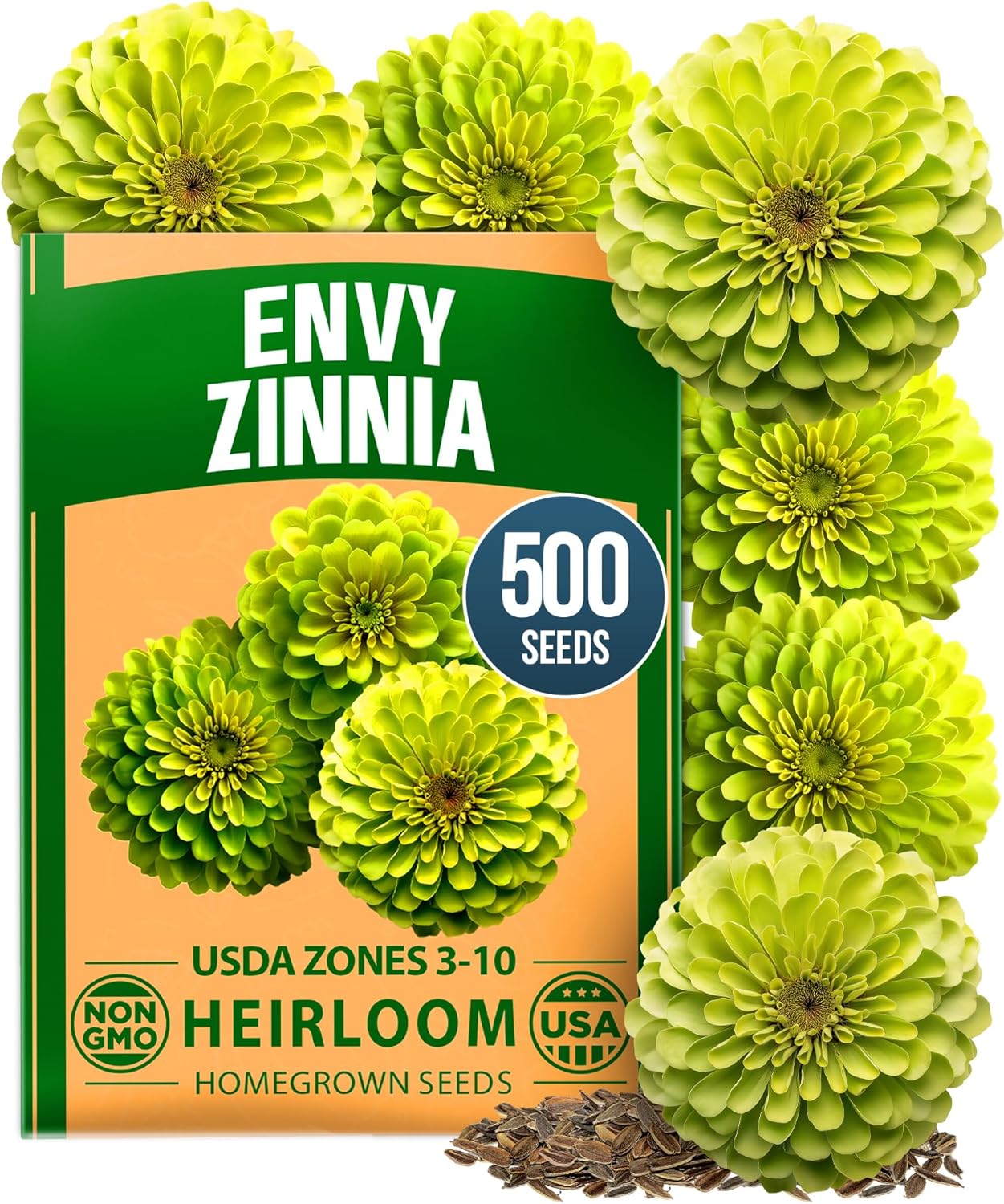 Zinnia Dahlia Seeds Pack - Non-GMO 524 Flower Seeds for Vibrant Pollinator Gardens | Easy-to-Grow Outdoor Blooms