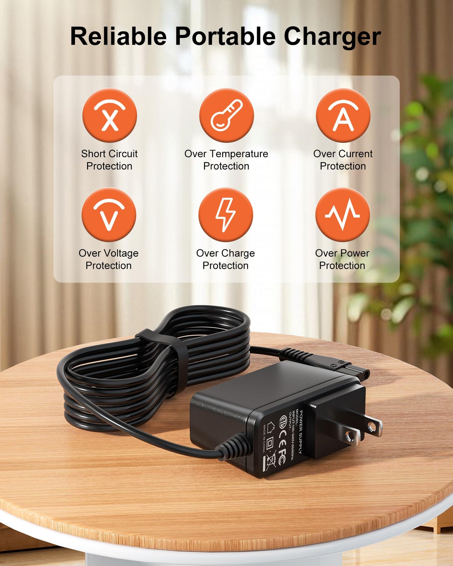 Replacement for Bissell Pet Hair Eraser Charger, Charging Power Cord Compatible with Bissell 2390 2390A 23903 2284W 14.4V Lithium Ion Hand Vacuum Power Cord