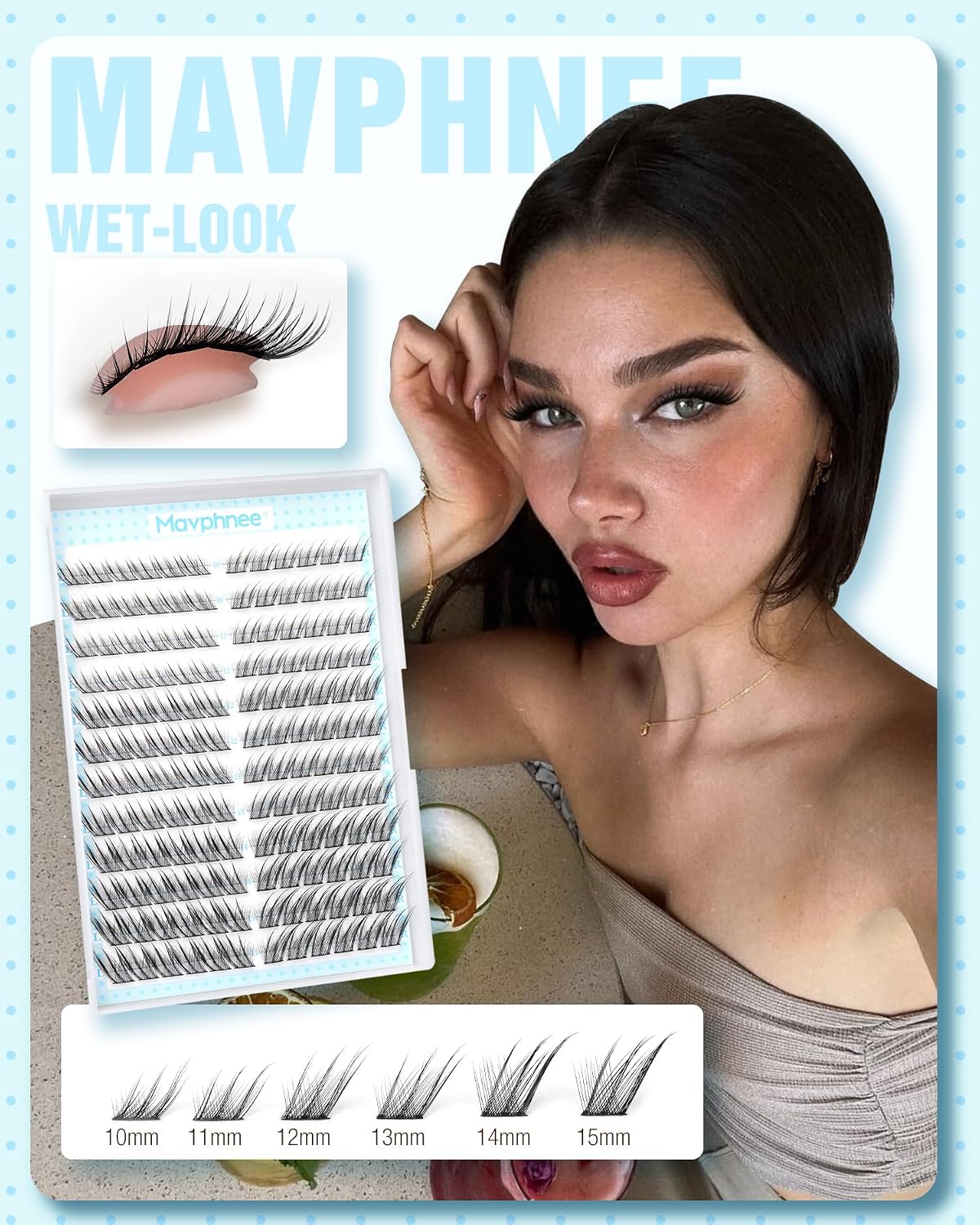 Fox Eye Lash Clusters - J-Curly Individual Eyelash Extensions | 144 Pcs, 10-15MM Wispy Cat Eye Design