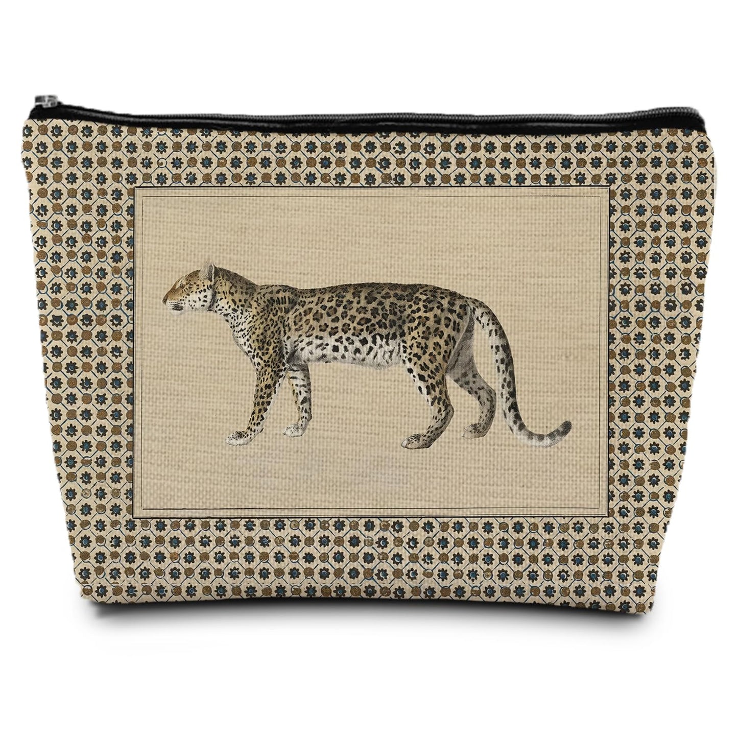 ignytiger Cheetah Print Makeup Bag, Cheetah Animal Lovers Gifts for Women, Neutral Vintage Leopard Makeup Pouch, Retro Trendy Leopard Aethetic Gifts Zipper Pouches for Purse